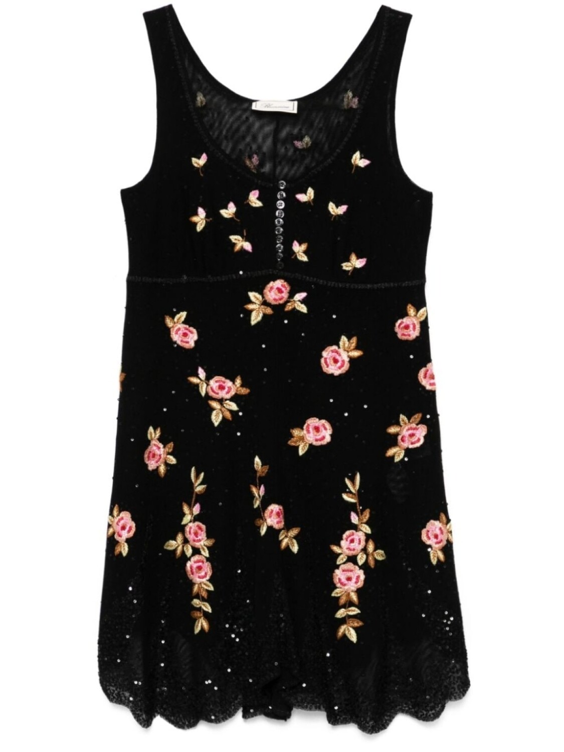 

Blumarine платье мини из тюля с вышивкой, черный