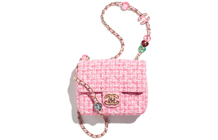 

CHANEL Мягкая шерстяная сумка твил, кроссбоди, мини-сумка через плечо, женская, розовая