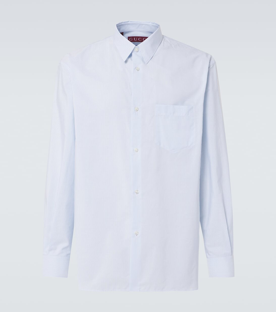 

Рубашка из полосатого хлопкового поплина Gucci, цвет white/azure