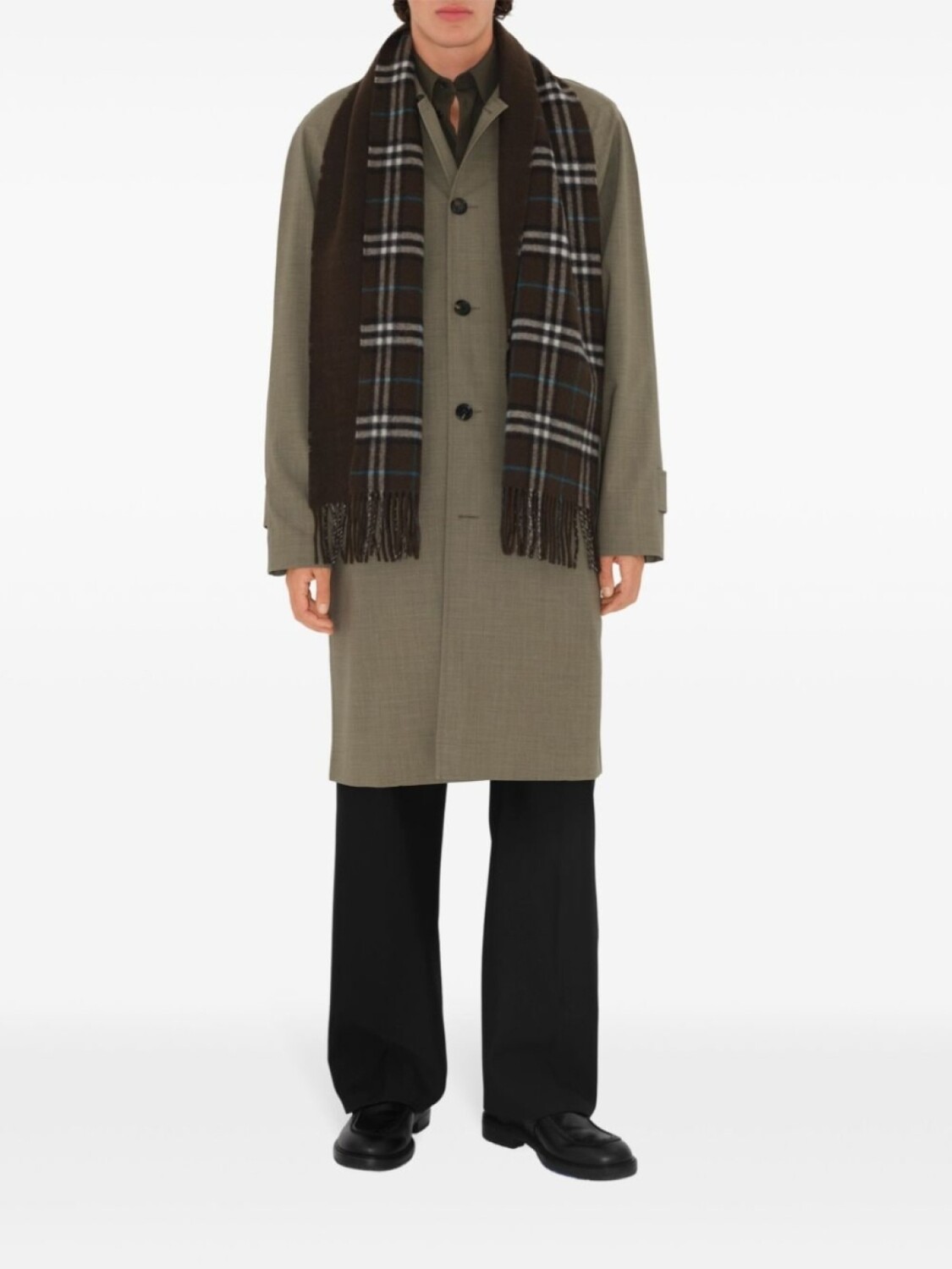 Burberry двусторонний кашемировый шарф в клетку, коричневый — фото 3