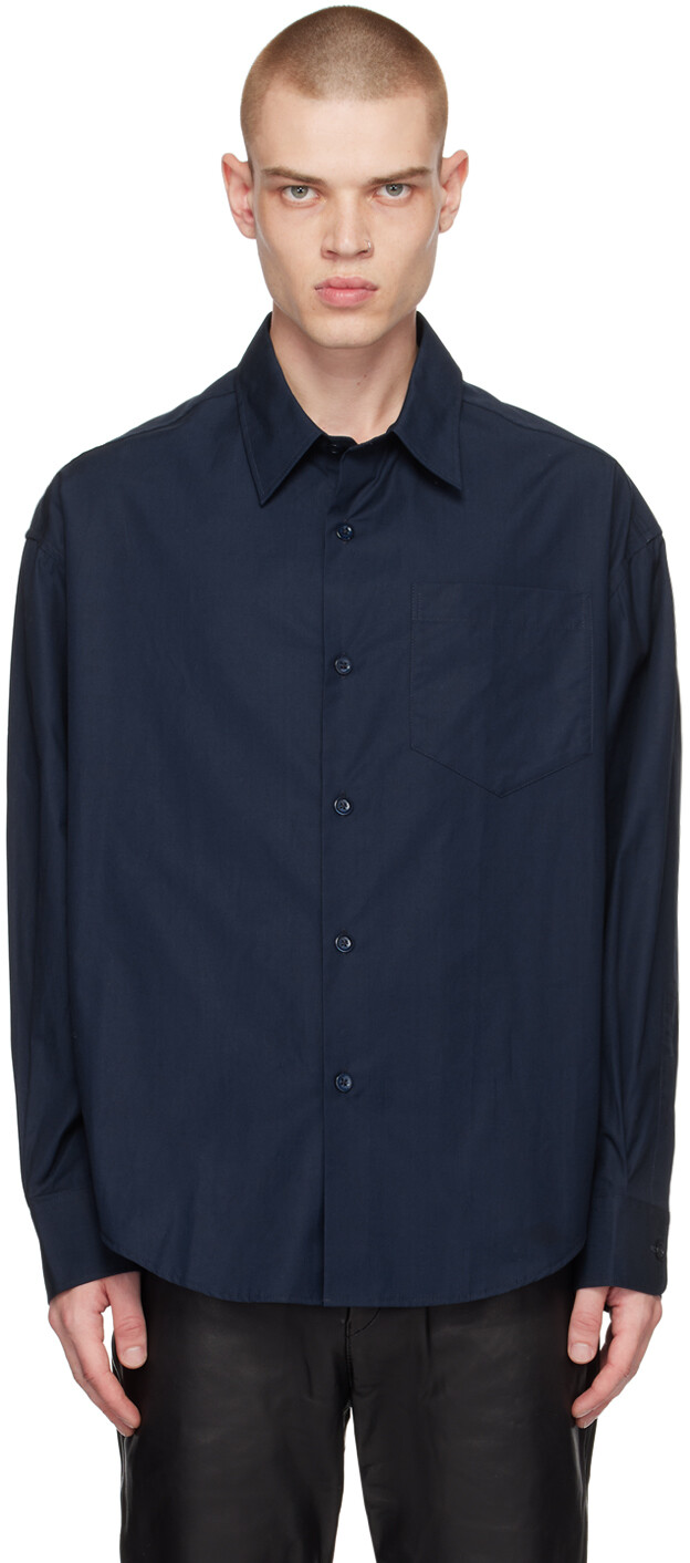 

Темно-синяя свободная рубашка AMI Paris, Nautic blue