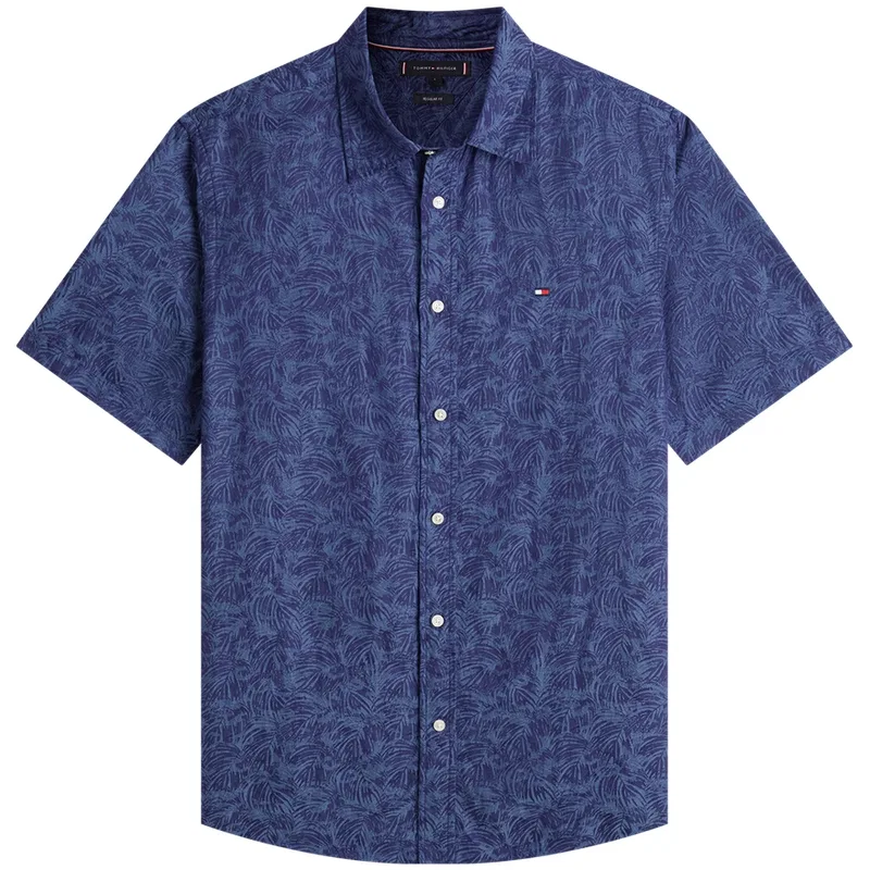Рубашка мужская Navy Blue 0GY, отложной воротник, умеренная посадка Tommy Hilfiger