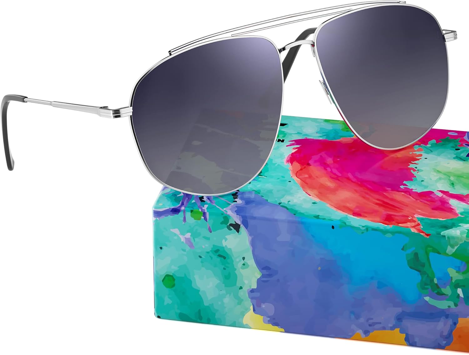 

Солнцезащитные очки-авиаторы для мужчин и женщин, поляризованные, с защитой от УФ-излучения, большие квадратные, в военном стиле VF6203 VOFO VISION, Silver/Gray Gradient Polarized