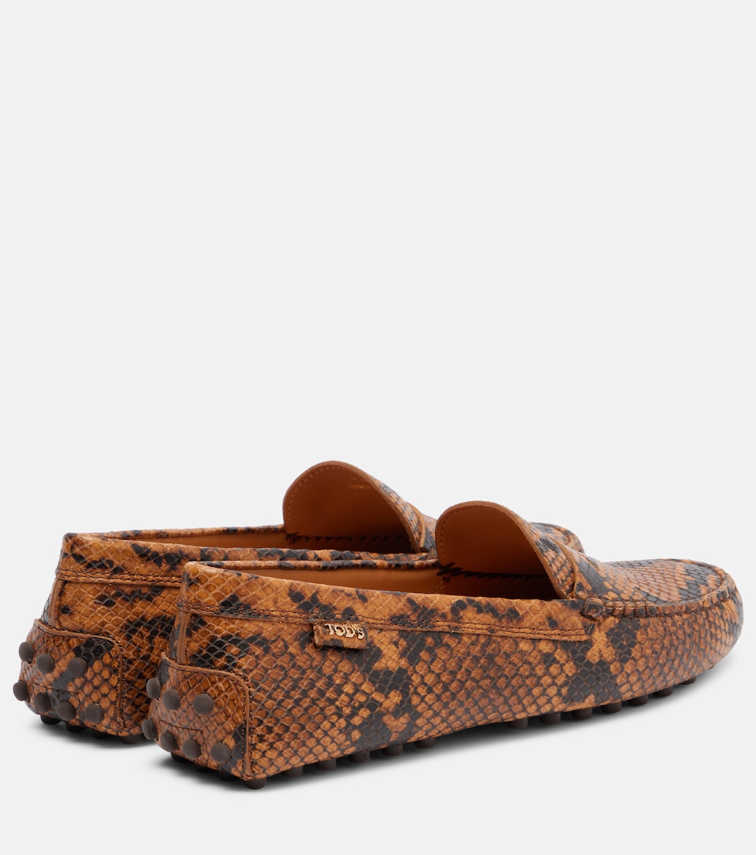 Туфли Gommino из кожи с эффектом змеиной кожи для вождения Tod's, Biscotto Chiaro — фото 2