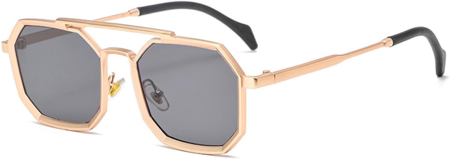 

Солнцезащитные очки с двойной перемычкой для женщин, металлическая оправа, зеркальные линзы, защита от УФ-излучения UV400, солнцезащитные очки для мужчин в стиле панк MTZJH, One Color