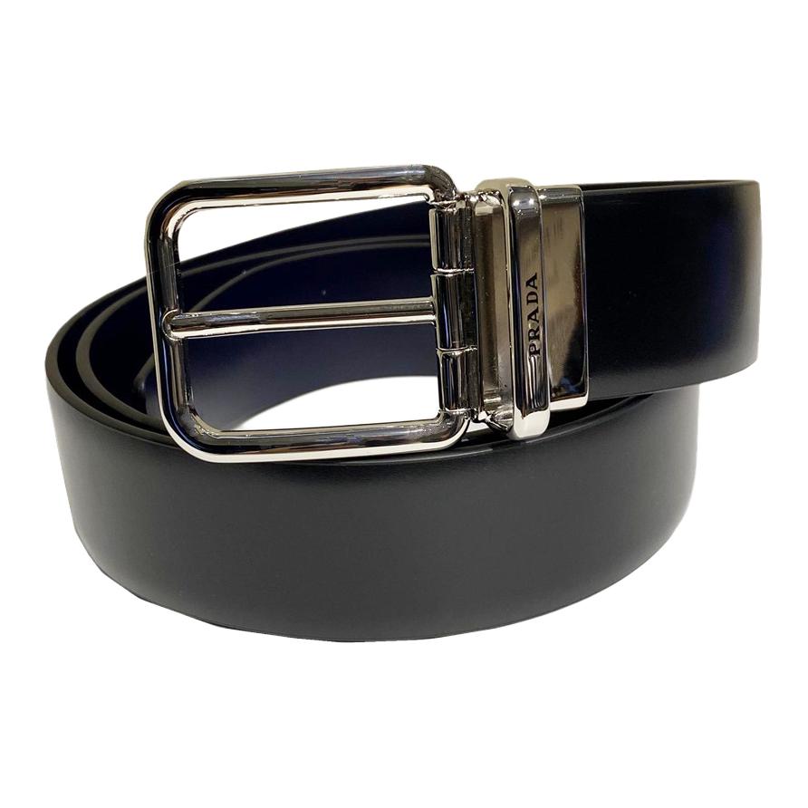 PRADA Кожаный ремень из натуральной кожи унисекс черный, Black — фото 2