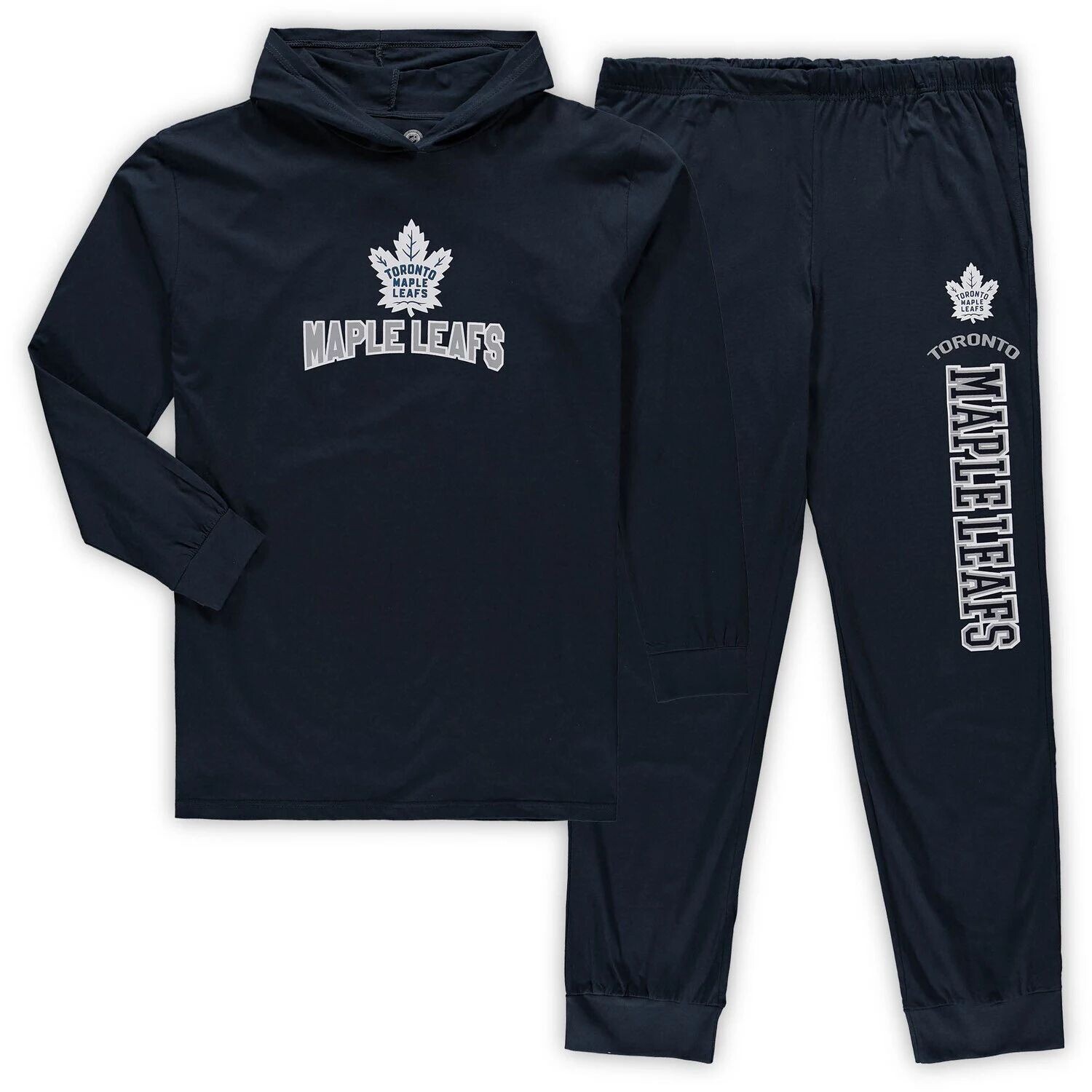 

Men's Concepts Sport Navy Toronto Maple Leafs Большой и высокий пуловер с капюшоном и комплект для сна для джоггеров