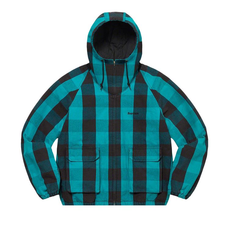 

Куртка Supreme Cotton Hooded Jacket Teal Plaid, бирюзовый