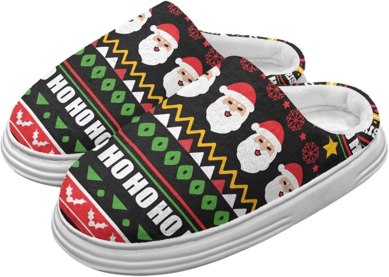 

Тапочки для женщин и мужчин, зимние шлепанцы, мягкие плюшевые пушистые домашние тапочки для улицы и дома Hechitok, Christmas Santa Stripe