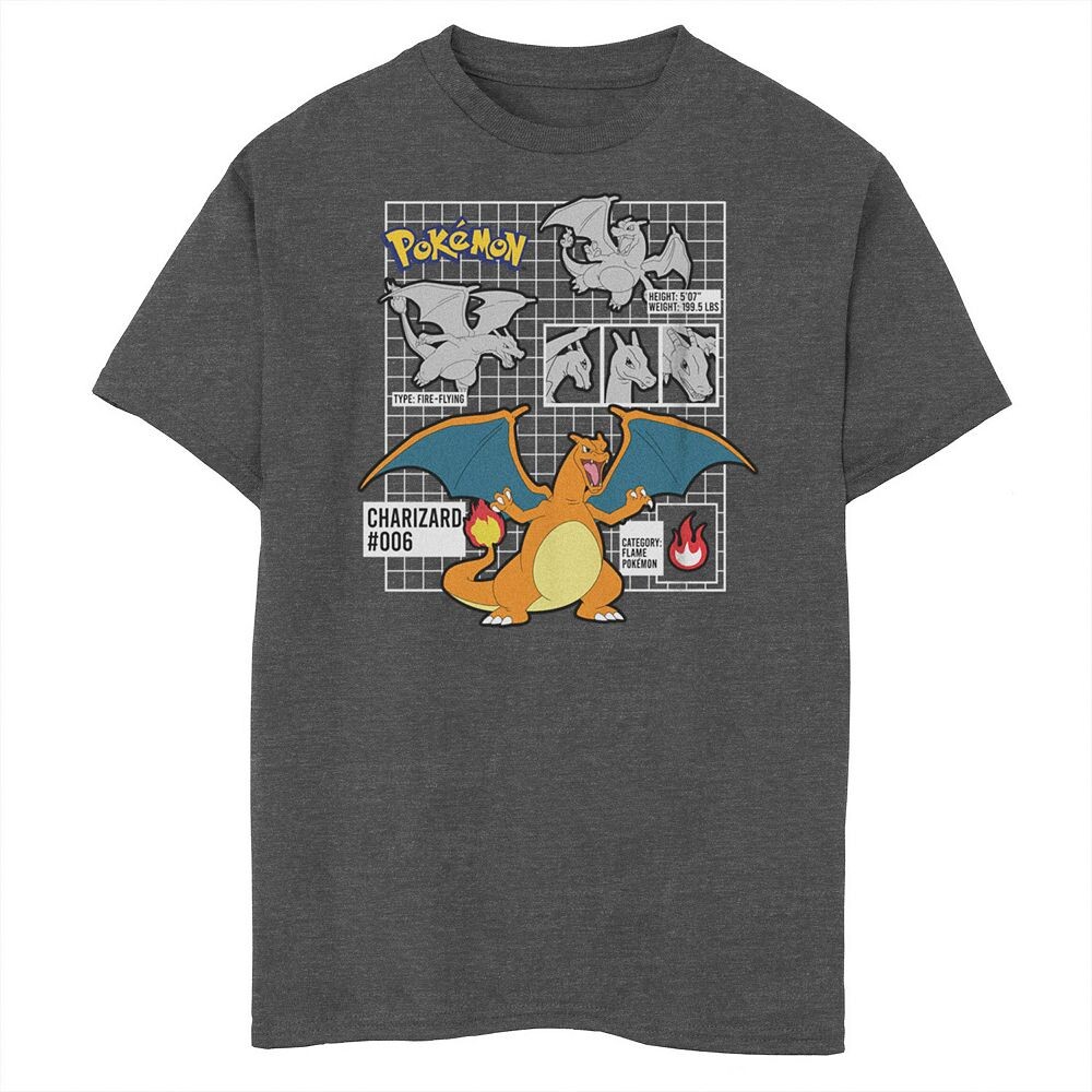 

Футболка с рисунком Pokemon Charizard Faces для мальчиков 8–20 лет Licensed Character, цвет Charcoal Heather