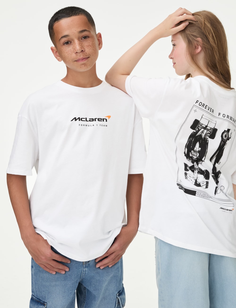 

Футболка McLaren oversize из чистого хлопка Marks & Spencer, белый