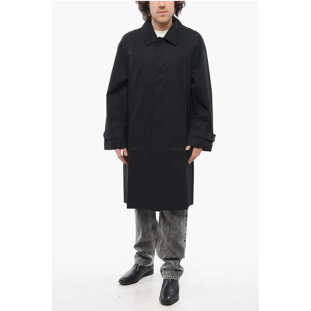 

Легкое пальто из хлопкового твила со скрытой застежкой Adidas, Black