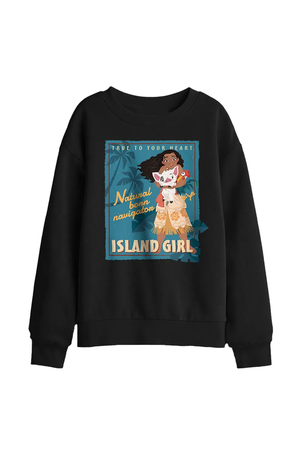 Детский свитшот с персонажем Moana, Disney, черный