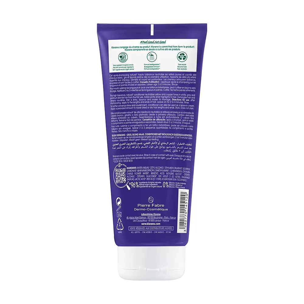 Кондиционер для волос A la centaurea bio acondicinador antiamarilleo cabello gris y rubio Klorane, 150 мл — фото 2