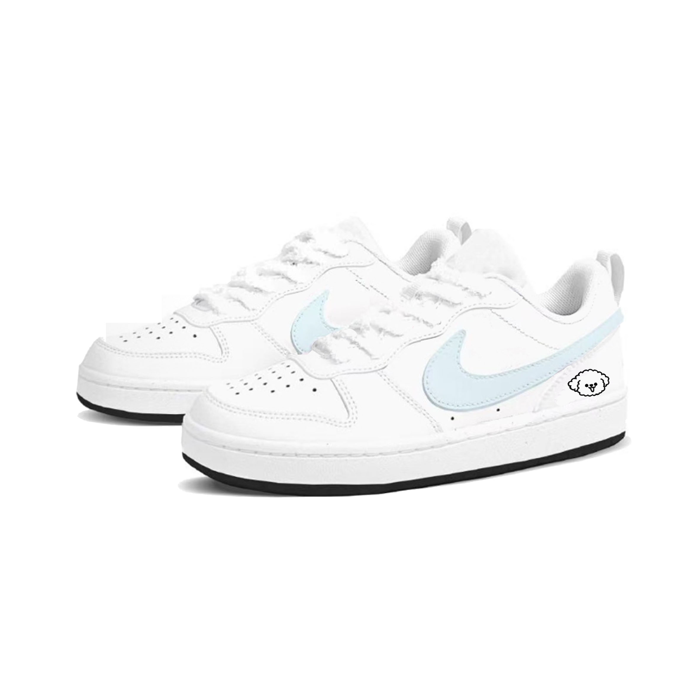 Nike Детские кроссовки для скейтбординга Court Borough Blue Teddy с низким верхом, устойчивые к истиранию, светло-голубые, для подростков — фото 3
