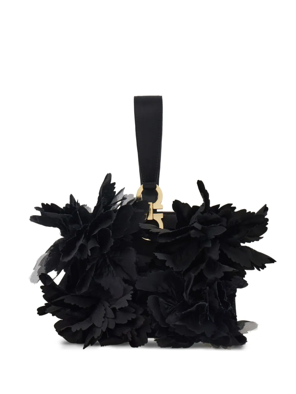 

Мини-клатч с цветочным декором Ferragamo, черный