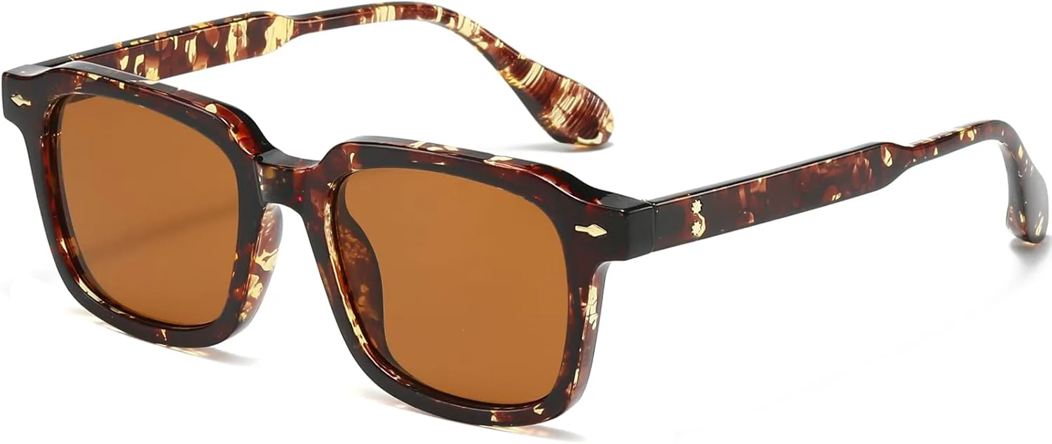 

PORADAY Модные квадратные солнцезащитные очки для женщин и мужчин, толстая оправа, черные солнцезащитные очки в винтажном стиле для женщин, Leopard/Brown