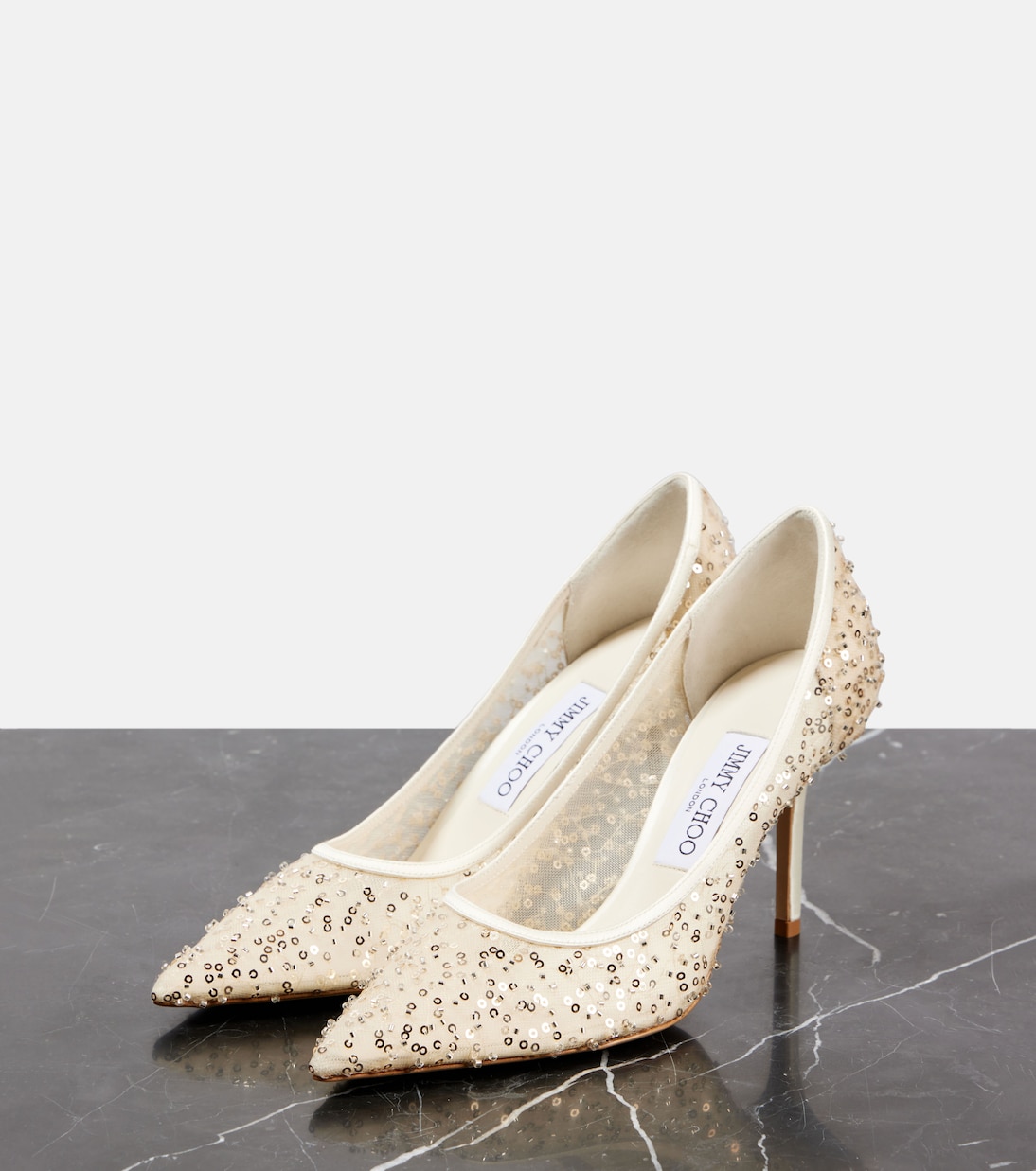 Туфли-лодочки Love 85 с сеткой и бусинами Jimmy Choo, слоновая кость — фото 4