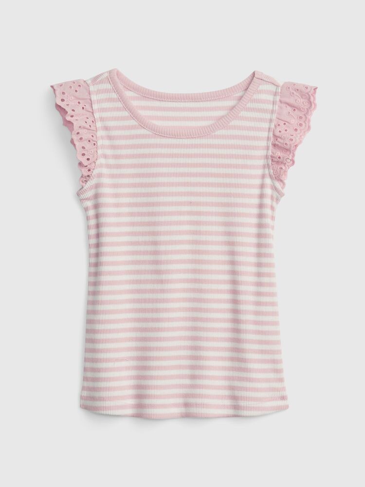 

Полосатый топ с рюшами Gap, розовый