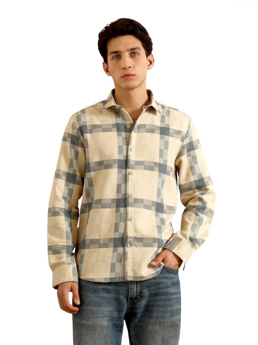 

Рубашка на пуговицах классического кроя Campus Sutra Anahi, бежевый