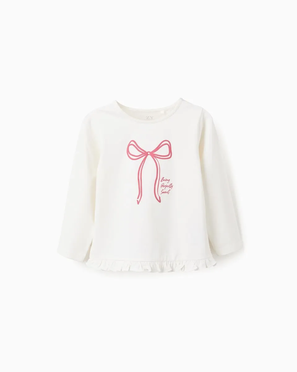 

Детская футболка с принтом и оборками Zippy, белый