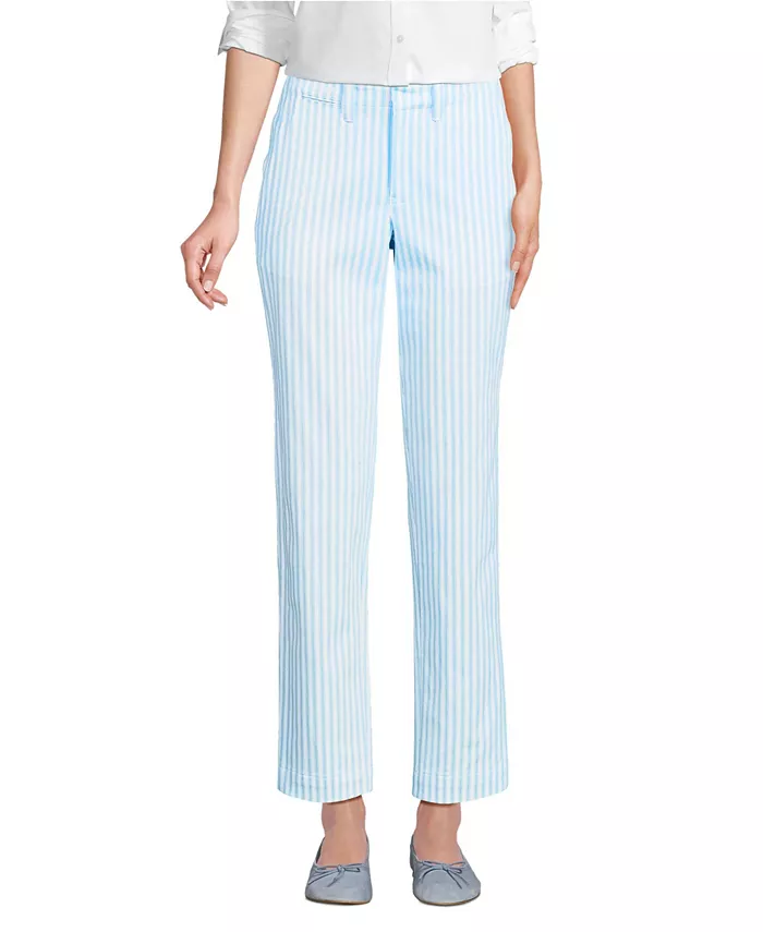 

Женские классические прямые брюки-чинос со средней посадкой Lands' End, синий