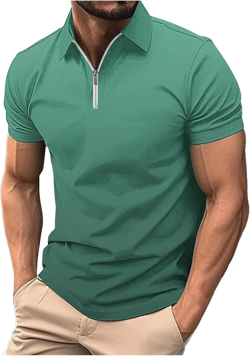 

Muscularfit хенли для мужчин 2024, стильная короткая рукав, четверть молнии, поло, летний спорт пуловер