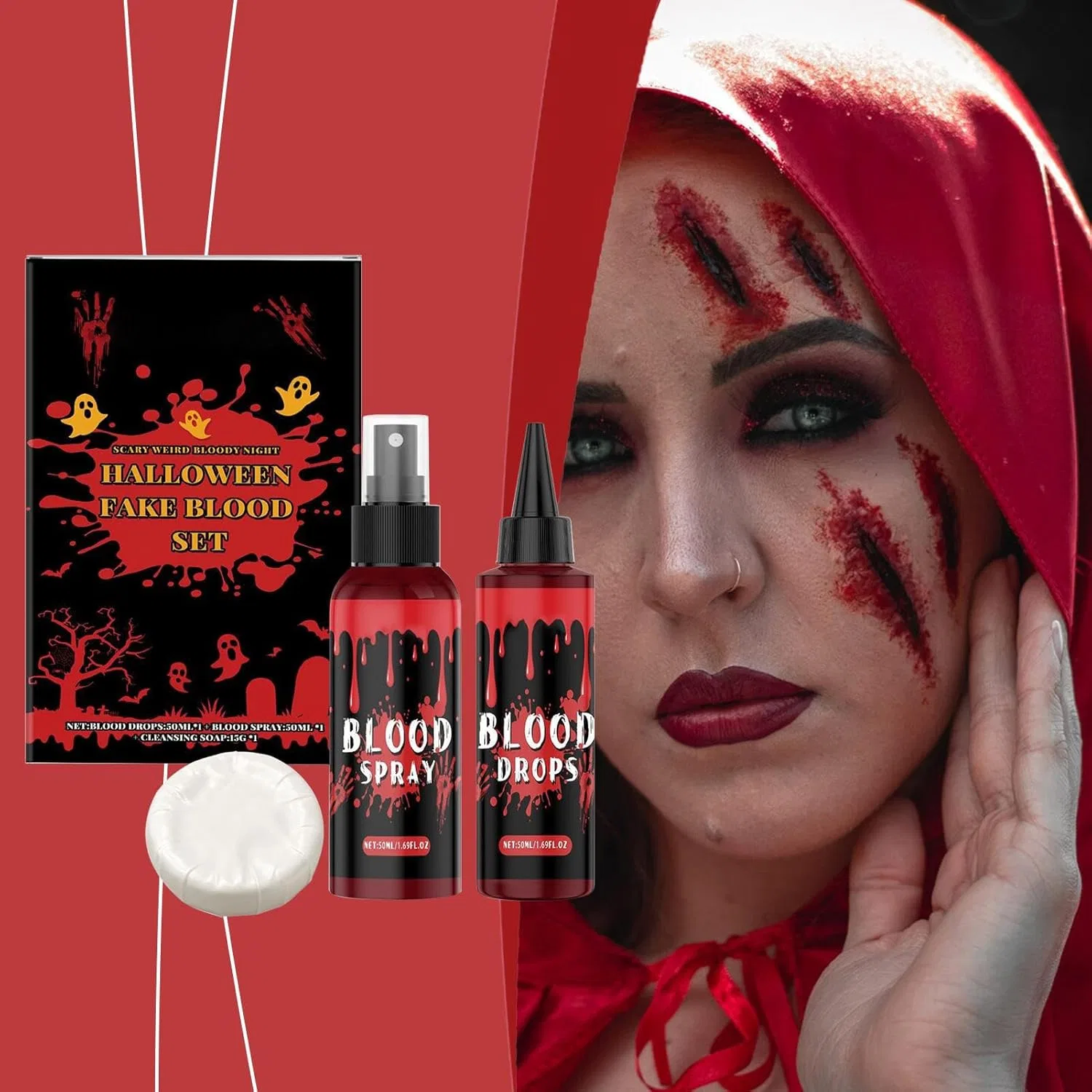 Спрей для создания эффекта крови Fake Blood Spray, набор для макияжа, Zombie Vampire Cosplay Costume, 1 шт — фото 2