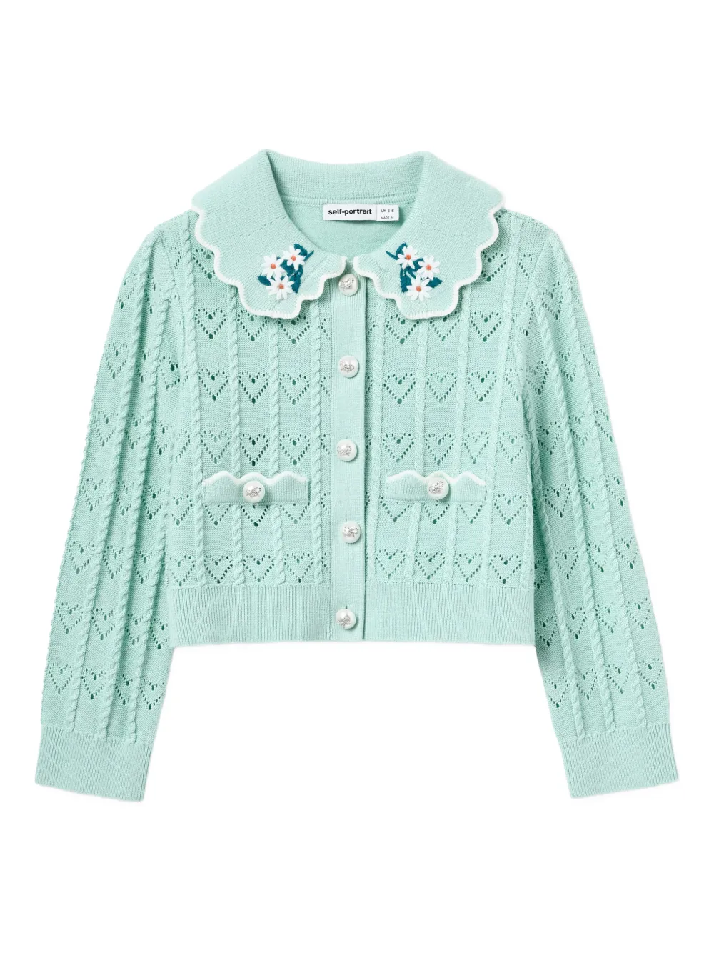 

Кардиган с цветочным аппликацией Self-Portrait Kids, зеленый