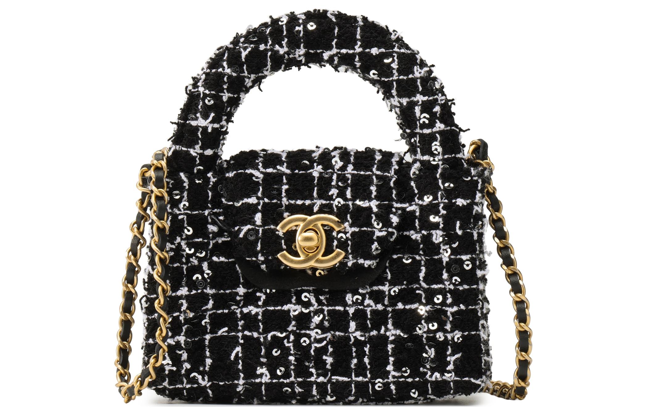 

CHANEL Клатч Tweed, женская сумка через плечо Extra Mini черно-белая