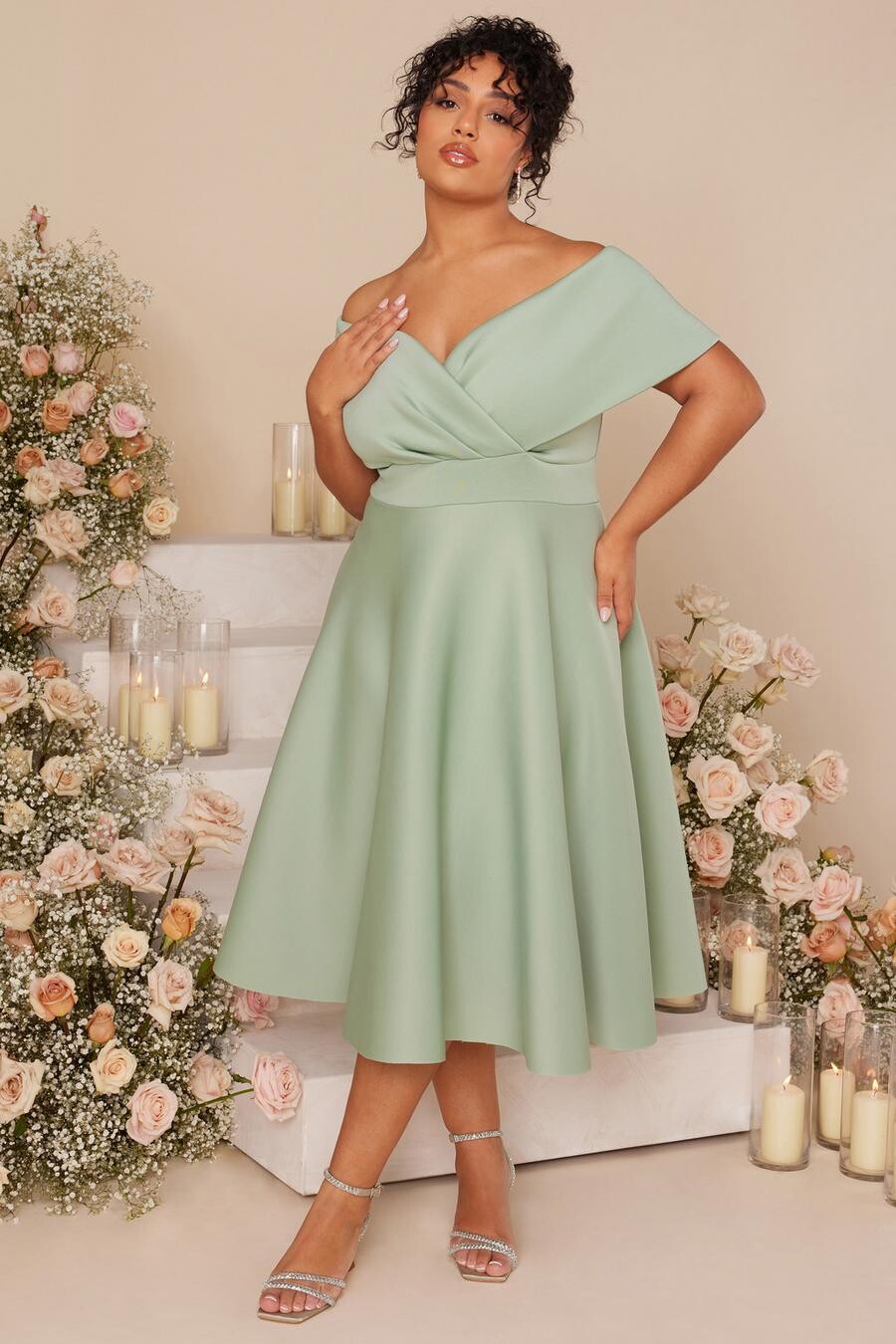 

Платье-футляр Curve Sage Midi QUIZ Clothing