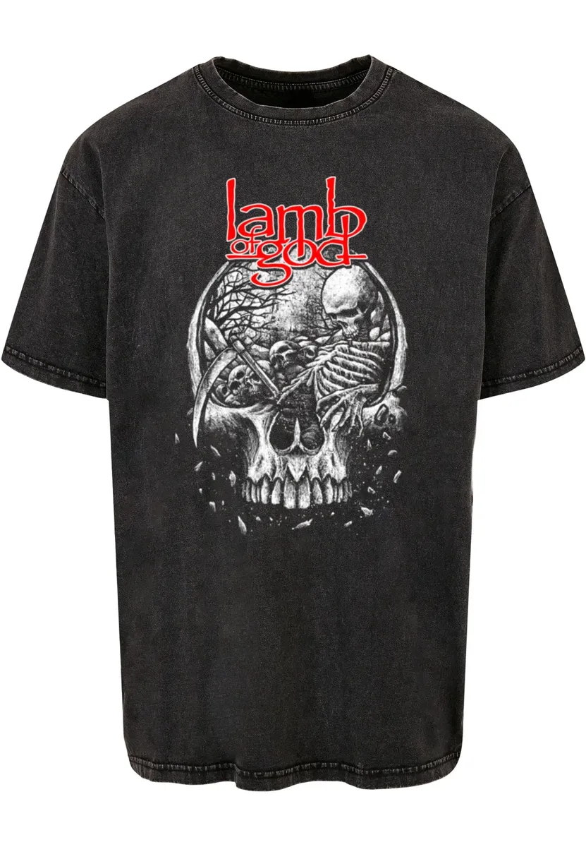 

Футболка Merchcode " Merchcode Мужская футболка Lamb Of God - футболка Oversize с эффектом потертости Tombskull", черный