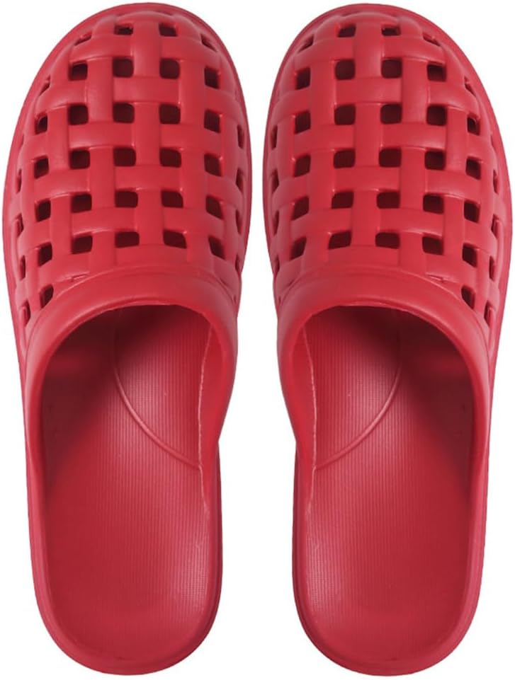

Душевые шлепанцы с отверстиями для женщин и мужчин, пляжные сандалии, домашние тапочки, легкие слайд-сандалии, удобная нескользящая обувь для лета Hzxsny, красный