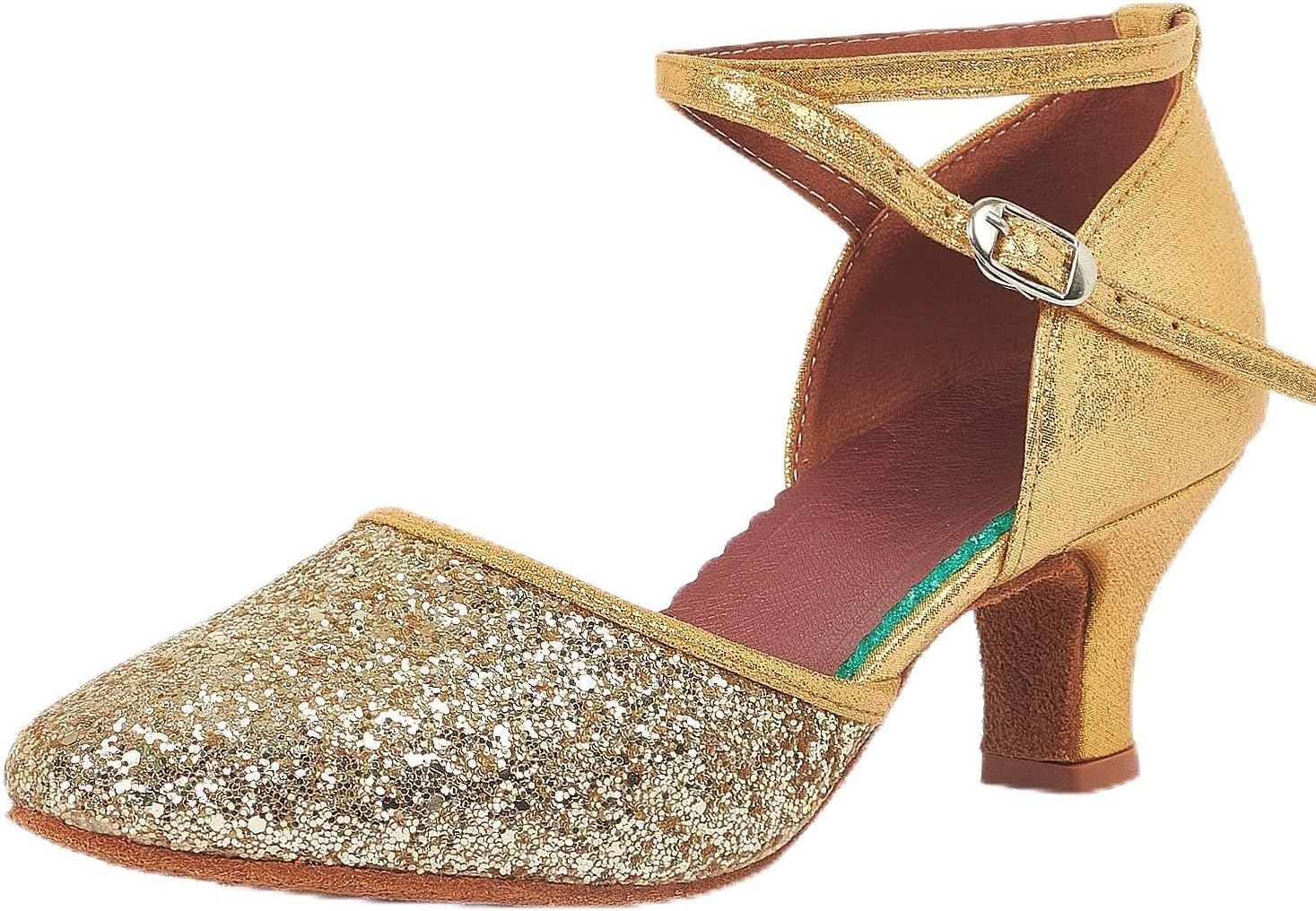 

Женские латинские танцевальные туфли iCKER на каблуке для бальных танцев, сальсы, танго, вечеринок с пайетками, золотой