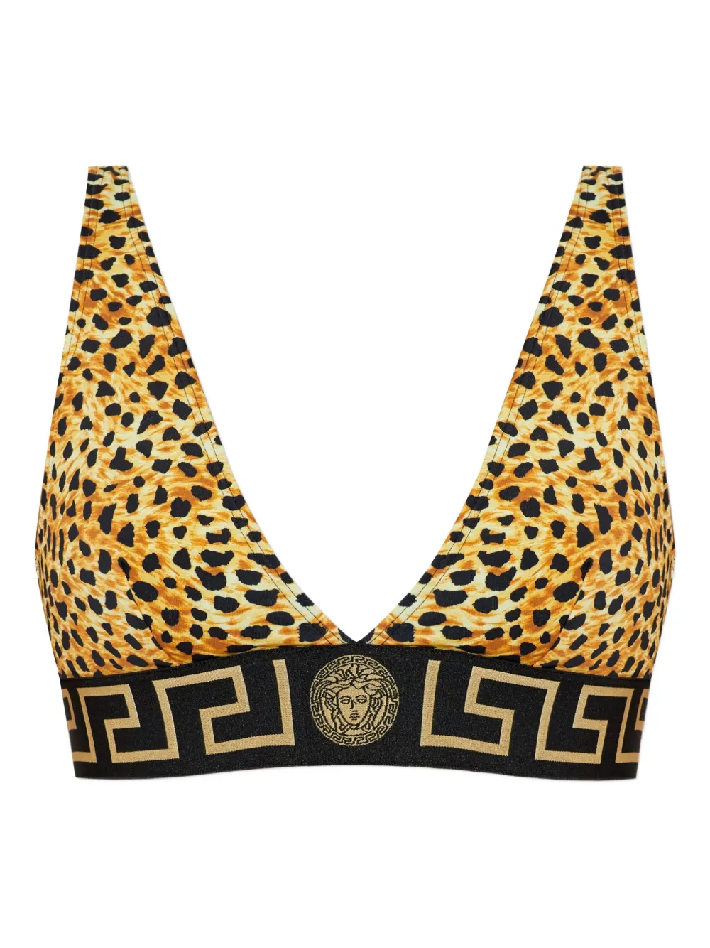 

Верх бикини с леопардовым принтом в греческом стиле VERSACE, коричневый