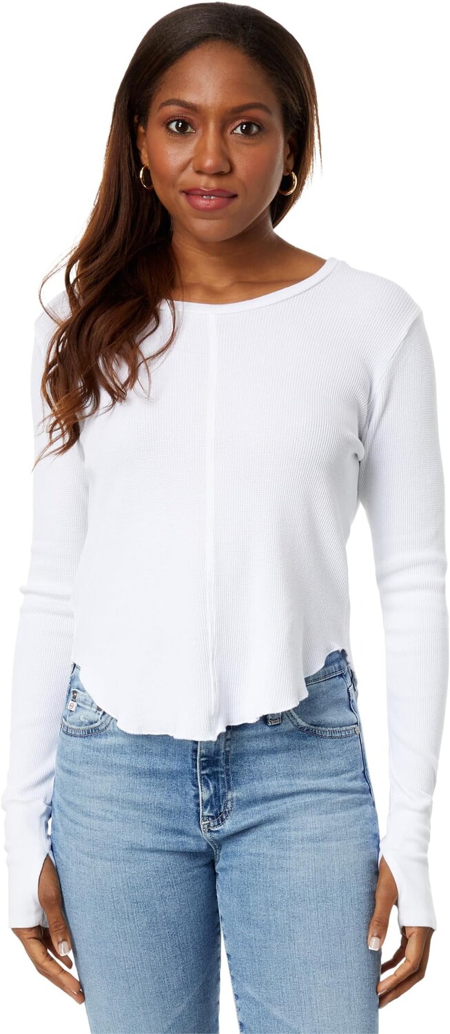 

Футболка bobi Los Angeles Crew Neck Crop Tee with Thumbhole, белый