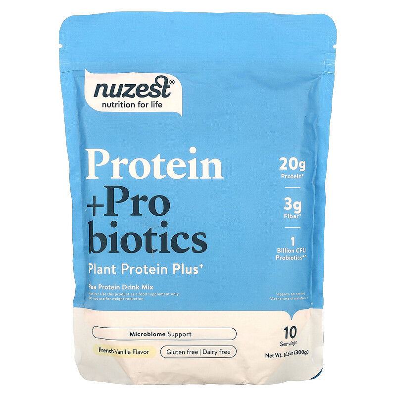 

Nuzest, протеин и пробиотики, французская ваниль, 300 г (10,6 унции)