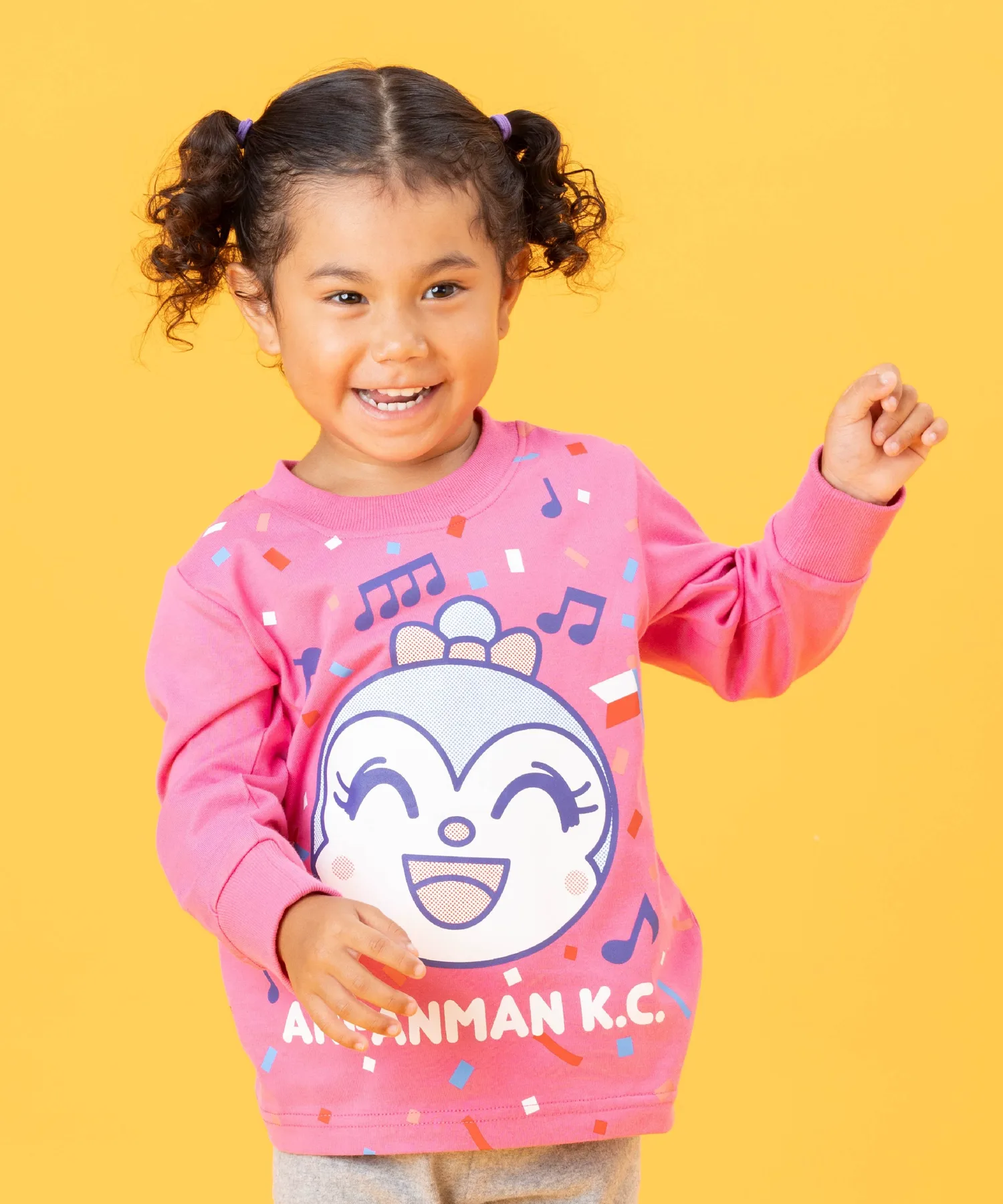 Детская коллекция ANPANMAN/(K) Футболка с длинным рукавом «Улыбка Докин-чан Кокин-чан» Anpanman Kids Collection, pink