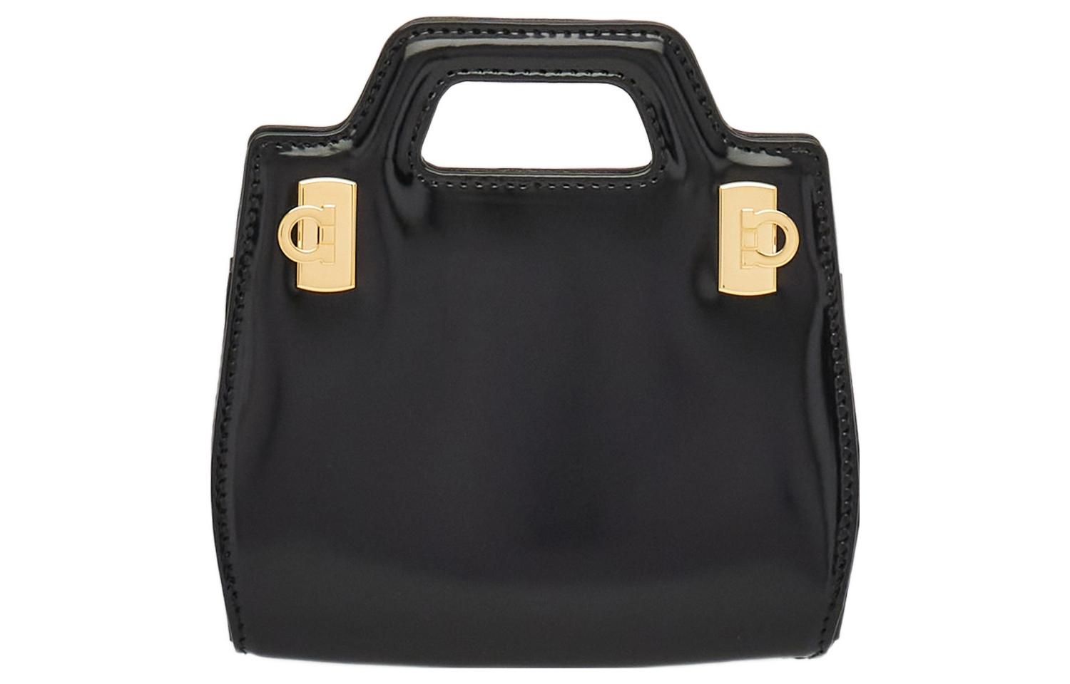 

Ferragamo Женская сумка через плечо, сумка-кроссбоди, очень миниатюрная сумка из коровьей кожи, черная