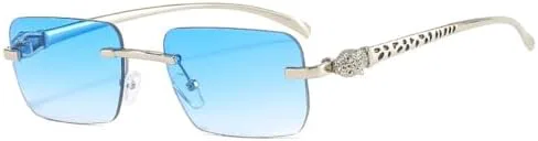 

Солнцезащитные очки без оправы прямоугольной формы 2027 года для женщин с прозрачными градиентными линзами, мужские солнцезащитные очки MTZJH, Silver Blue Gradient