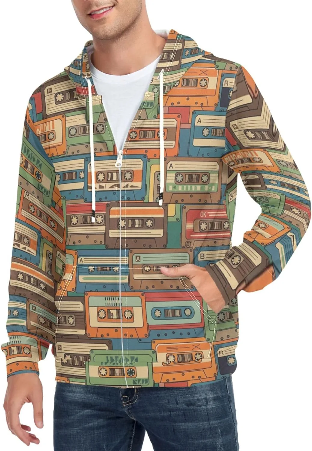 

Мужская толстовка с кассетами, Full Zip, с карманом CUPADA