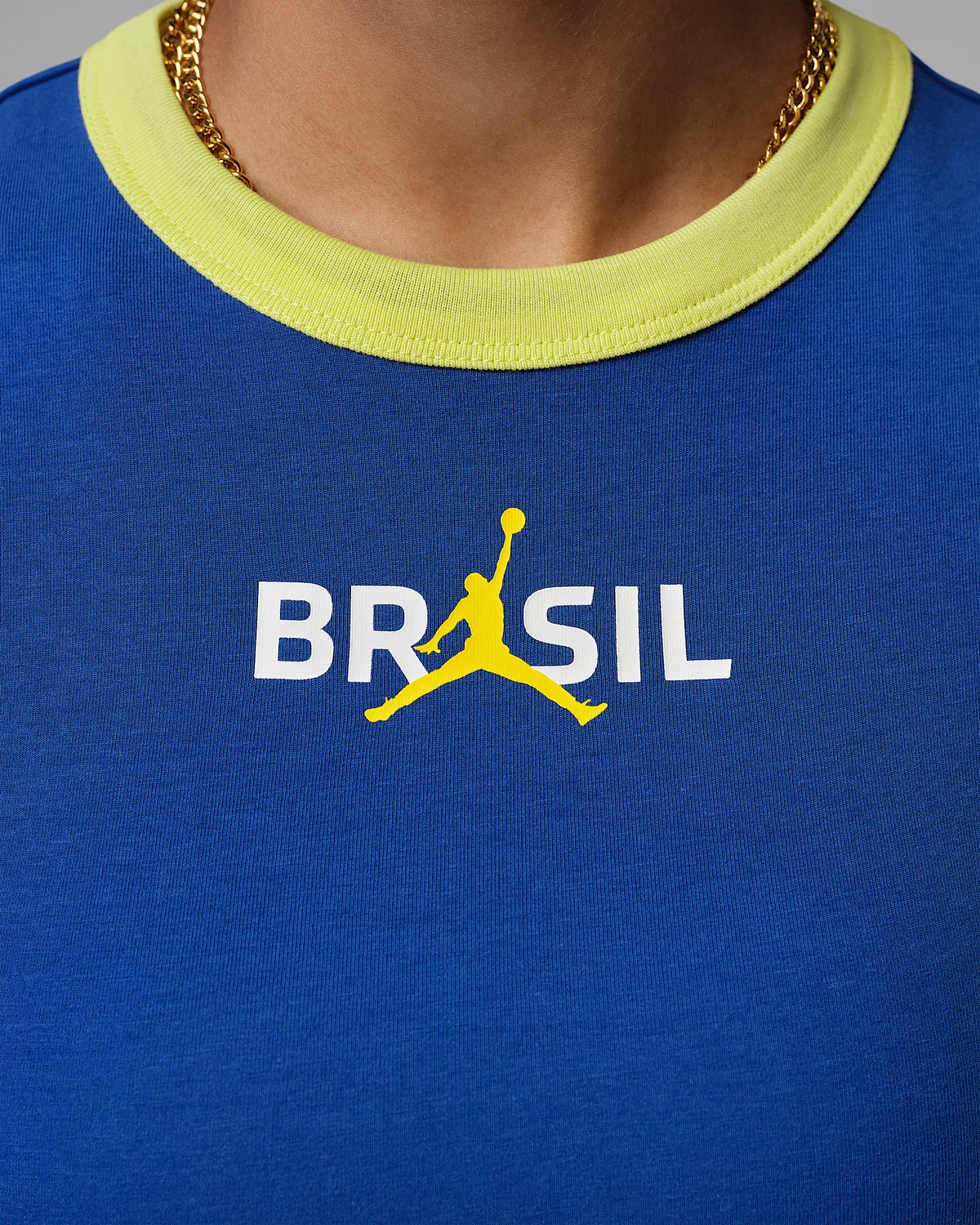 Женская футболка с принтом Brazil Crewneck Jordan, Old Royal/Yellow Pulse — фото 4
