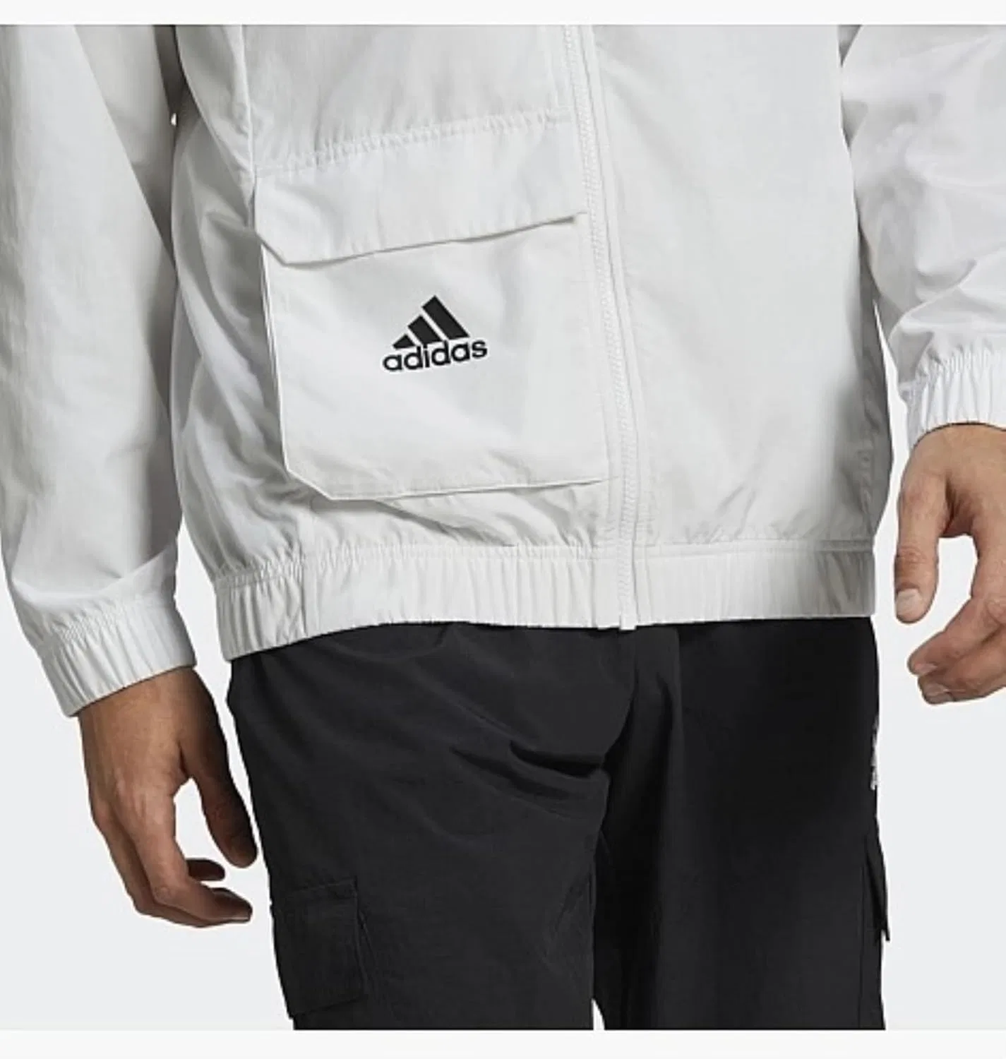 Мужская тканая ветровка Adidas Essentials BrandLove, белая — фото 2