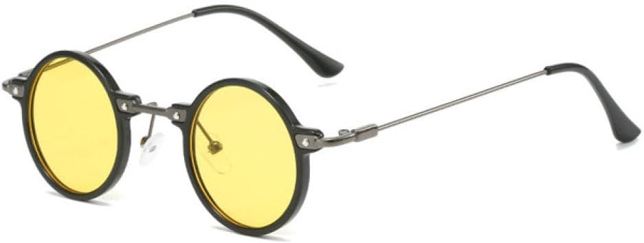 

Солнцезащитные очки LVTFCO в стиле ретро стимпанк, маленькие круглые, для мужчин и женщин, с прозрачными линзами цвета морской волны и защитой от УФ-излучения UV400, Black Yellow