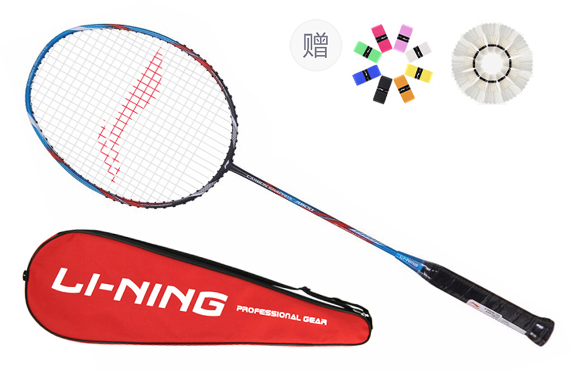 

LINING Полностью карбоновая бадминтонная ракетка атакующего типа с утяжеленной головкой, жестким стержнем, начальный уровень, 675 мм, одиночная ракетка, серый синий