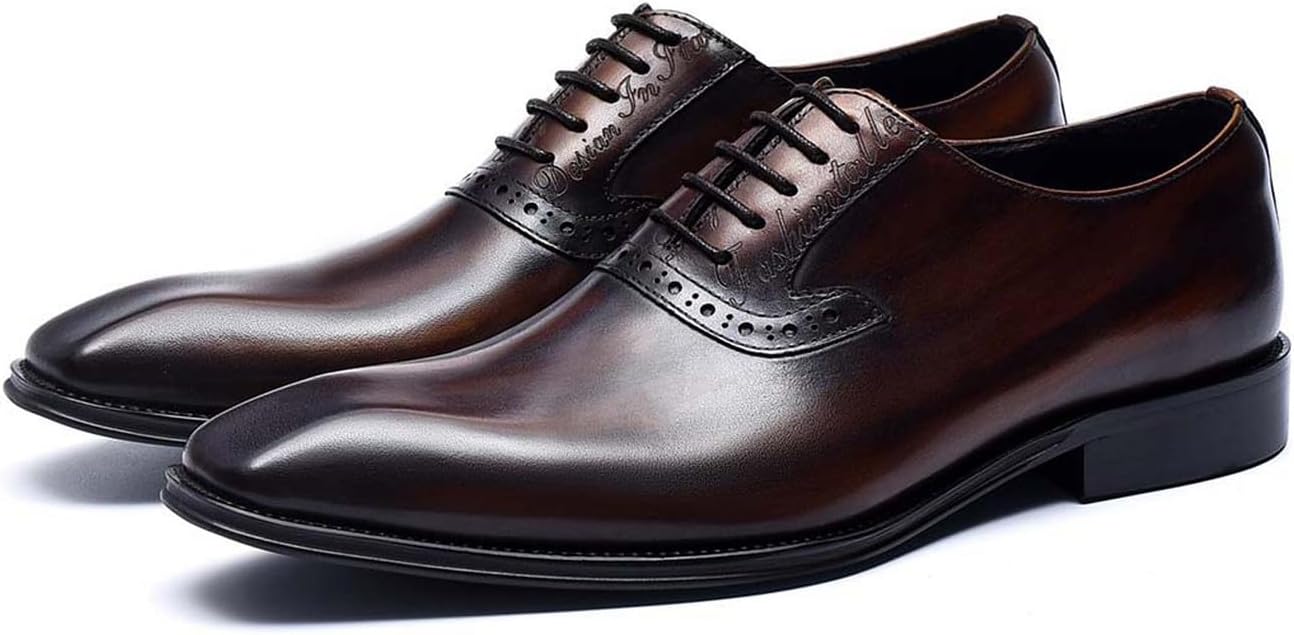 

Мужские классические туфли-оксфорды Santimon- верх из полированной кожи, квадратный/миндалевидный носок, шнуровка и мягкая стелька. Идеально подходят для деловых встреч, офиса, выпускного вечера и свадьбы, Coffee