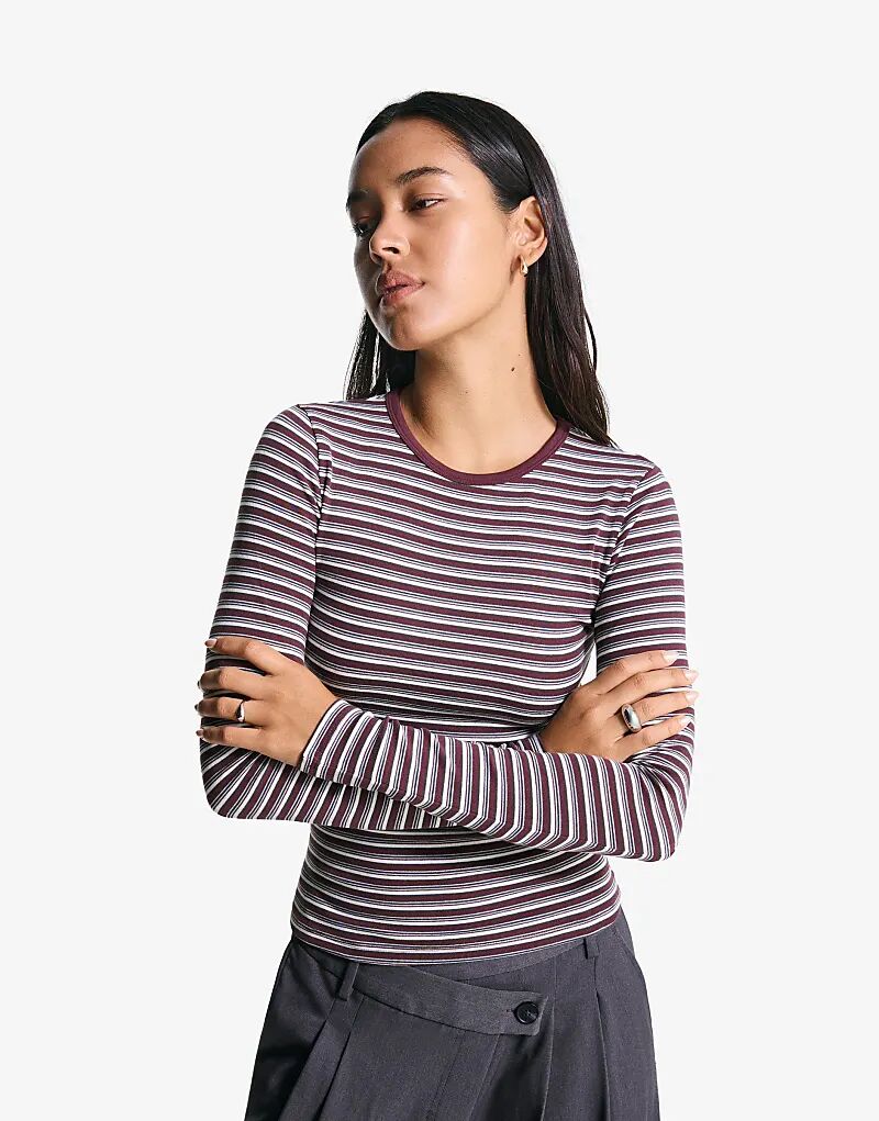 

Длинный топ Bershka бордового цвета