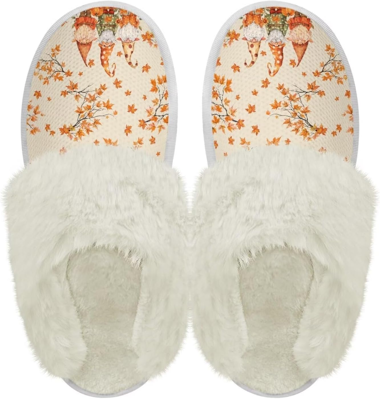 

Хлопковые тапочки PJHEQOXE с пушистыми краями, домашние тапочки для дома и улицы, хлопковые тапочки унисекс, Fall Leaves Dwarf