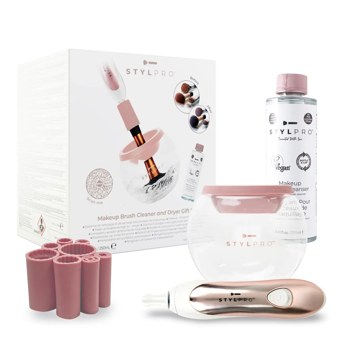 Набор StylPro Gift Set Kit для чистки кистей для макияжа Stylpro, Rose Gold And White