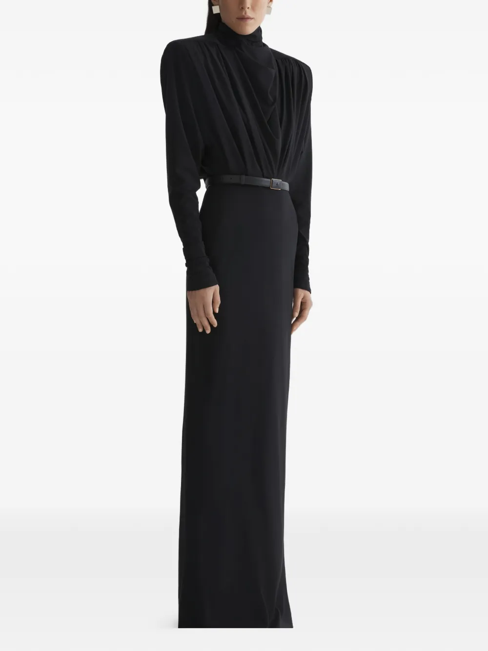 Платье с открытой спиной и длинными рукавами Mugler, черный — фото 3